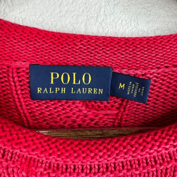 Polo Ralph Lauren Red Cable Knit Sweater M Preppy Gorpcore Classic‎ - Picture 6 of 11